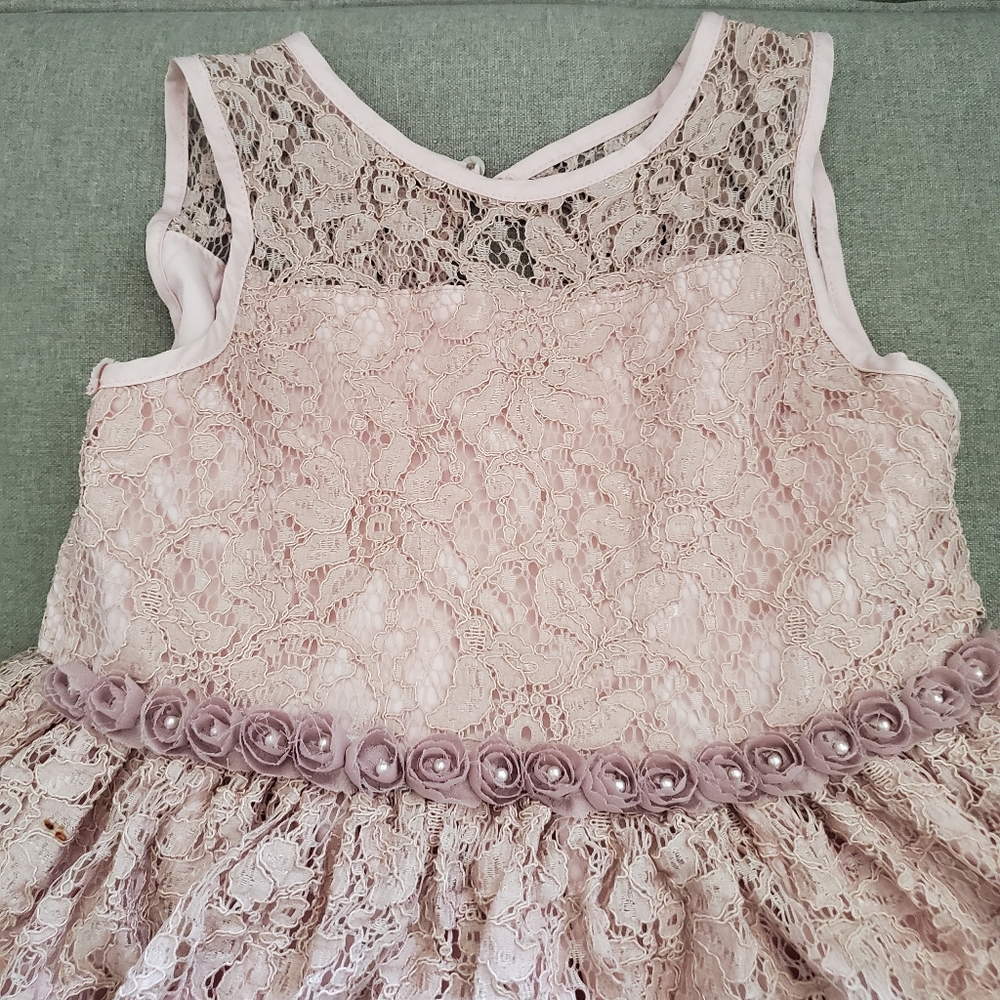 Pippa & Julie Mauve Floral and Lace Dress